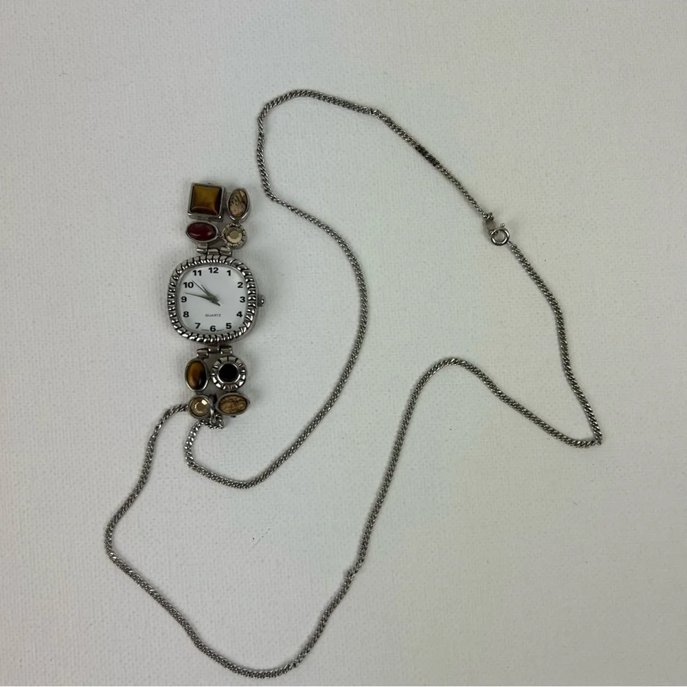 Elegant silver tone watch w/ multi-stone accent with “Eco Sterling” 24